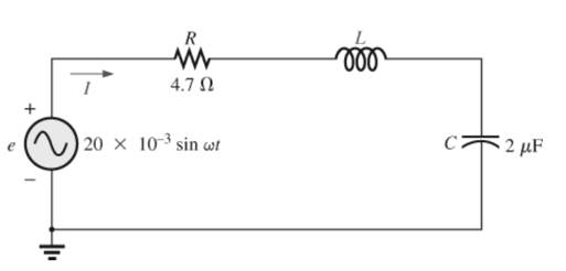 Chapter 21, Problem 4P, For the circuit in Fig. 21.53: a. Find the value of L in millihenries if the resonant frequency is 
