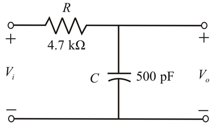 Chapter 22, Problem 22P, For the low-pass filter in Fig. 22.107: Fig. 22.107 Determine fc, Find Av=Vo/Viatf=0.1fc, and 