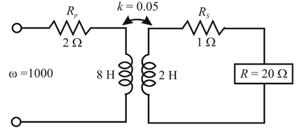 Chapter 23, Problem 22P, Determine the input impedance to the air-core transformer in Fig. 23.66. Sketch the reflected 