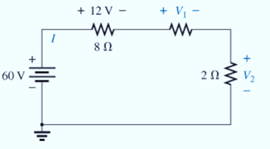 Chapter 5, Problem 25P, Find the current I for the network of Fig. 5.112. Find the voltage V2. Find the voltage V1 using 