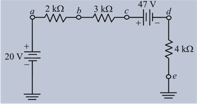 Chapter 5, Problem 41P, For the network in Fig. 5.127 determine the voltages: Va,Vb,Vc,Vd,Ve Vab,Vdc,Vcb Vac,Vdb 
