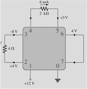 Chapter 5, Problem 45P, For the integrated circuit in Fig. 5.131, determine V0,V4,V7,V10,V23,V30,V67,V56, and I (magnitude 