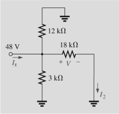 Chapter 6, Problem 19P, For the network of Fig. 6.82, find: The voltage V. The current l2. The current ls. The power to the 