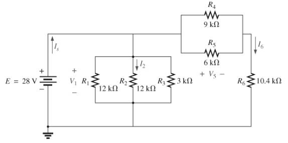 Chapter 7, Problem 15P, For the network in Fig. 7.78: a. Find currents Is,andI2,andI6. b. Find voltages V1andV5. c. Find the 