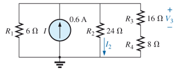 Chapter 8, Problem 5P, Find the voltage V3 and the current I2 for the network in Fig. 8.107. Fig. 8.107 
