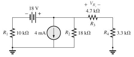 Chapter 9, Problem 5P, Using superposition, find the voltage VR3 for the network of Fig. 9.129. Fig.9.129 