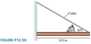 Chapter 12, Problem 59EAP, In FIGURE P12.59, an 80 kg construction worker sits down 2.0 m from the end of a 1450 kg steel beam 