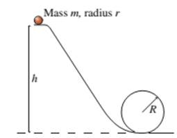 Chapter 12, Problem 75EAP, The marble rolls down the track shown in FIGURE P12.75 and around a loop-the-loop of radius R. The 