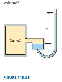 Chapter 18, Problem 56EAP, The mercury manometer shown in FIGURE P18.56 is attached to a gas cell. The mercury height h is 120 
