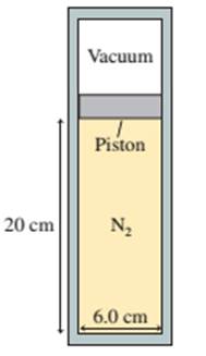 Chapter 19, Problem 50EAP, A 6.0-cm-diameter cylinder of nitrogen gas has a 4.0-cm-thick movable copper piston. The cylinder is 