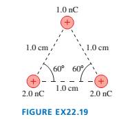 Chapter 22, Problem 19EAP, What is the force F on the 1.0 nC charge in FIGURE EX22.19? Give your answer as a magnitude and a , example  2