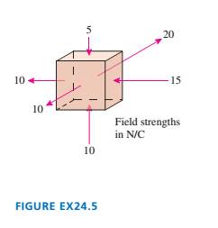 Chapter 24, Problem 5EAP, The electric field is constant over each face of the cube shown in FIGURE EX24.5. Does the box 