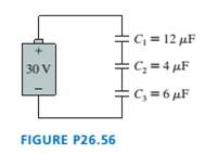 Chapter 26, Problem 56EAP, What are the charge on and the potential difference across each capacitor in FIGURE P26.56? 