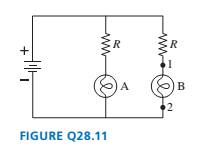 Chapter 28, Problem 11CQ, Bulbs A and B in FIGURE Q28.11 are identical, and both are glowing. Bulb B is removed from its 