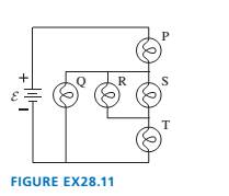 Chapter 28, Problem 11EAP, The five identical bulbs in FIGURE EX2B.11 are all glowing. The battery is ideal. What is the order 