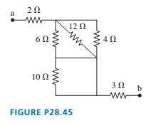 Chapter 28, Problem 45EAP, What is the equivalent resistance between points a and b in FIGURE P28.45? 