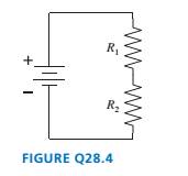 Chapter 28, Problem 4CQ, The circuit of FIGURE Q28.4 has two resistors, with R1R2 . Which of the two resistors dissipates the 