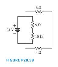 Chapter 28, Problem 58EAP, For the circuit shown in FIGURE P28.58, find the current through and the potential difference across 
