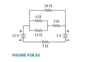 Chapter 28, Problem 62EAP, For the circuit shown in FIGURE P28.62, find the current through and the potential difference across 