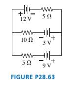 Chapter 28, Problem 63EAP, What is the current through the 10 resistor in FIGURE P28.63? Is the current from left to right or 