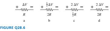 Chapter 28, Problem 6CQ, Rank in order, from largest to smallest, the powers Pato Pddissipated by the four resistors in 