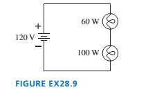 Chapter 28, Problem 9EAP, A 60 W lightbulb and a 100 W lightbulb are placed in the circuit shown in FIGURE EX2S.9. Both bulb 
