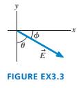 Chapter 3, Problem 3EAP, a. What are the x- and v-components of vector E shown in FIGURE EX3.3 in terms of the angle  and the 