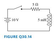 Chapter 30, Problem 14CQ, For the circuit of FIGURE Q30.14: a. What is the battery current immediately after the switch 