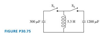 Chapter 30, Problem 75EAP, The capacitor in FIGURE P30.75 is initially charged to , the capacitor is uncharged, and the , example  6