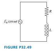 Chapter 32, Problem 49EAP, Use a phasor diagram to analyze the RL circuit of FIGURE P32.49. In particular, a. Find expressions 