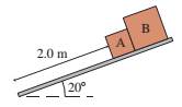 Chapter 7, Problem 33EAP, Two packages at UPS start sliding down the 20° ramp shown in FIGURE P7.33. Package A has a mass of 