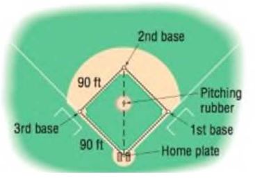 Chapter 1.1, Problem 109AE, Baseball A major league baseball â€œdiamondâ€� is actually a square, 90 feet on a side (see the 