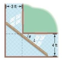 Chapter 6.5, Problem 51AE, Carrying a Ladder around a Corner Two hallways, one of width 3 feet, the other of width 4 feet, meet 