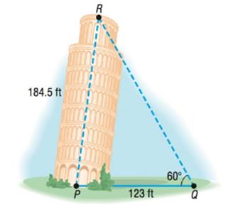 Chapter 8.2, Problem 49AE, Finding the Lean of the Leaning Tower of Pisa The famous Leaning Tower of Pisa was originally 184.5 