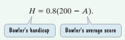 Chapter 1.1, Problem 87ES, A bowler's handicap, H, is often found using the following formula: A bowler's final score for a 