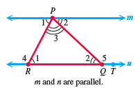 Chapter 1.2, Problem 45E, Angle Sum of a Triangle Use this figure to discuss why the measures of the angles of a triangle must 