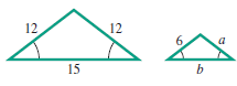 Chapter 1.2, Problem 55E, Find the unknown side lengths in each pair of similar triangles. See Example 4.

 