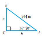 Chapter 2.4, Problem 13E, Solve each right triangle. When two sides are given, give angles in degrees and minutes. See 