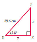 Chapter 2.4, Problem 14E, 
Solve each right triangle. When two sides are given, give angles in degrees and minutes. See 