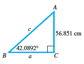 Chapter 2.4, Problem 17E, 
Solve each right triangle. When two sides are given, give angles in degrees and minutes. See 