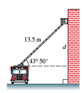 Chapter 2.4, Problem 45E, Solve each problem. See Examples 14. Height of a Ladder on a Wall A 13.5-m fire truck ladder is 