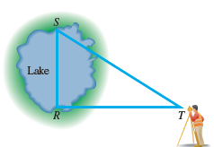 Chapter 2.4, Problem 46E, Distance across a Lake To find the distance RS across a lake, a surveyor lays off length RT = 53.1 