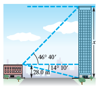 Chapter 2.4, Problem 56E, Height of a Building The angle of elevation from the top of a small building to the top of a nearby 