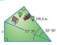 Chapter 2.5, Problem 40E, Length of a Side of a Piece of Land A piece of land has the shape shown in the figure. Find the 