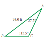 Chapter 7.1, Problem 15E, Determine the remaining sides and angles of each triangle ABC. See Example 1. 