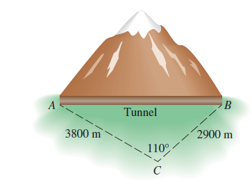 Chapter 7.3, Problem 59E, Length of a Tunnel To measure the distance through a mountain for a proposed tunnel, a point C is 