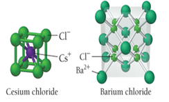 Chapter 12, Problem 47E, The unit cells for cesium chloride and barium(ll) chloride are shown here Show the ratio of cations 