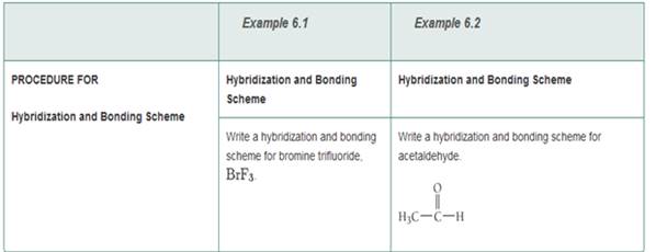 Chapter 7, Problem 39E, Write a hybridization and bonding scheme for each molecule. Sketch the molecule, including , example  1