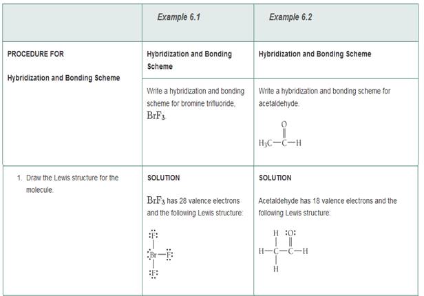 Chapter 7, Problem 41E, Write a hybridization and bonding scheme for each molecule or ion. Sketch the structure, including , example  1