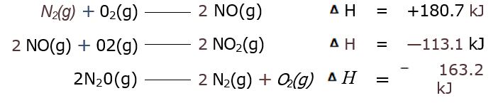 Chapter 14, Problem 12E, Given the data use Hess's law to calculate H for the reaction N20(g) + NO2(g)  NO(g) 